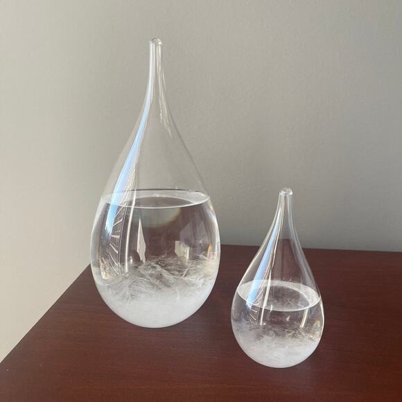 Storm Glass Weather Station Weather Predictor Barometer Wood Base - Set Two (2) - Picture 8 of 10